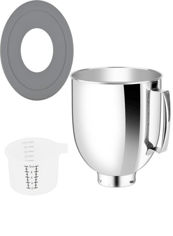 وعاء خلط من الفولاذ المقاوم للصدأ سعة 5 كوارت مع غطاء، متوافق مع خلاطات KitchenAid Artisan وClassic Series سعة 4.5-5 كوارت ذات الرأس المائل، غطاء وعاء الخلط لمنع انسكاب المكونات - Image 1